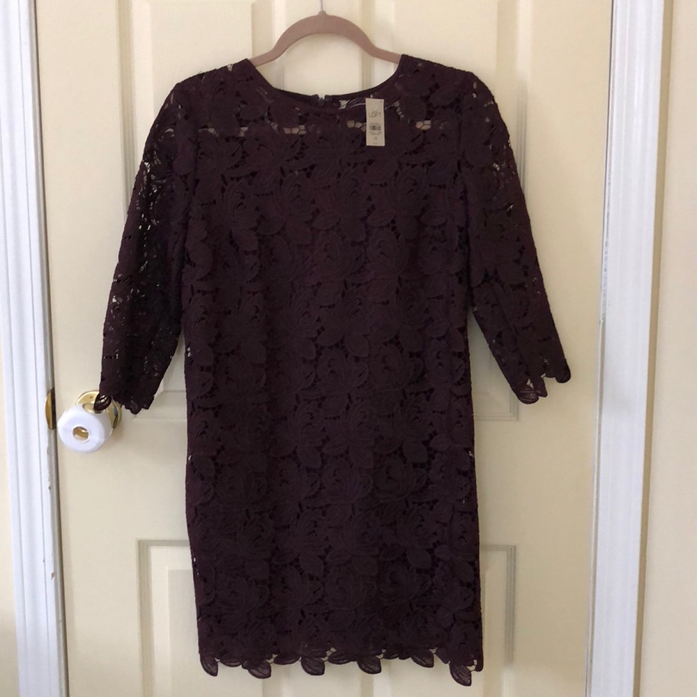 NWT Ann Taylor LOFT Burgundy Lace Shift Dress 0P